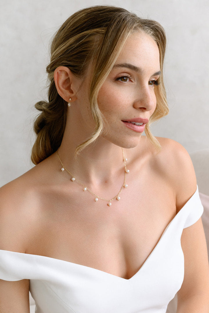 Parure de mariée NS1006 – perles d'eau douce, dorée G.Westerleigh, photo portée 1