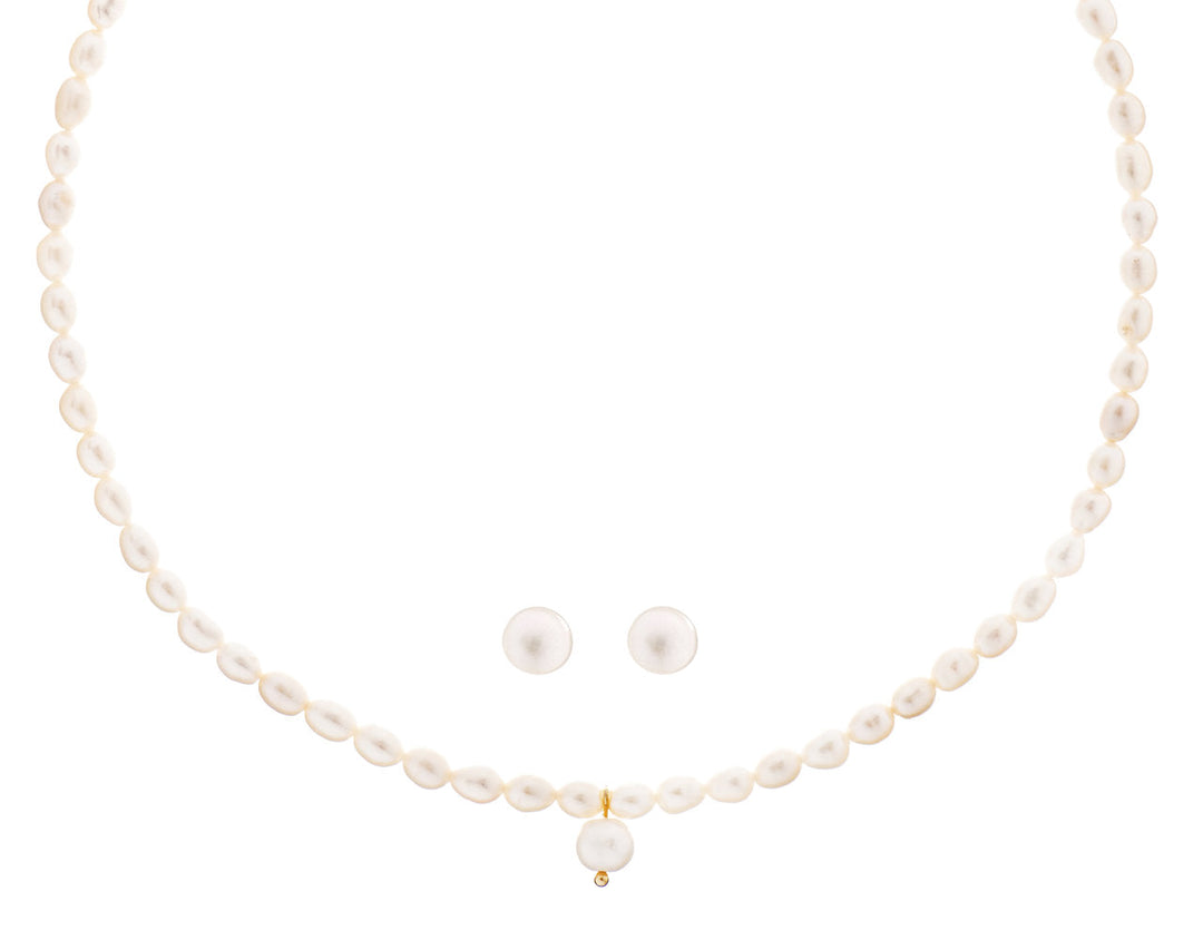 Parure de mariée NS1014 – collier ras-de-cou perles d'eau douce, dorée G.Westerleigh