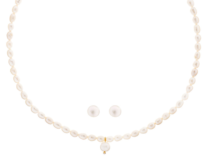 Parure de mariée NS1014 – collier ras-de-cou perles d'eau douce, dorée G.Westerleigh