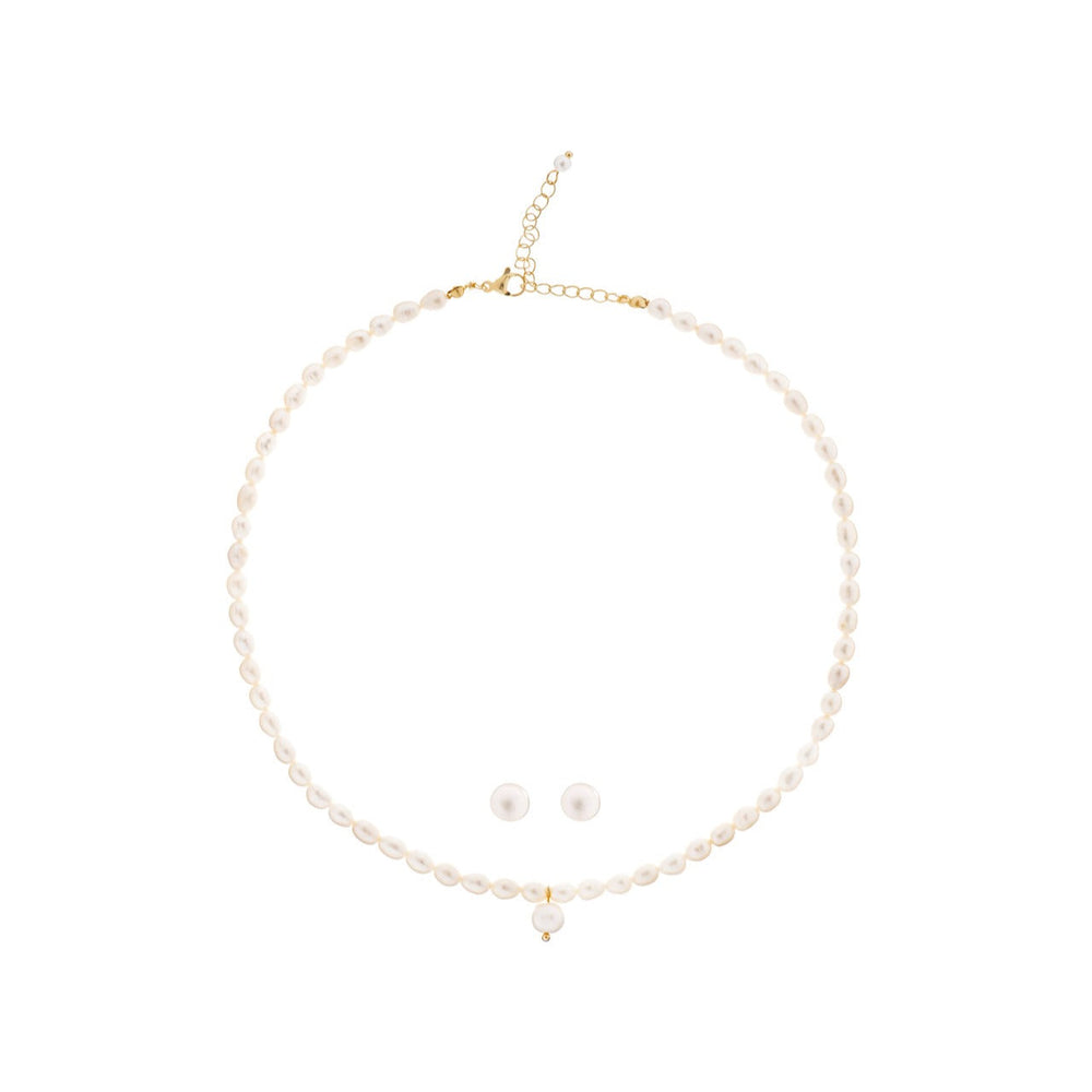 Parure de mariée NS1014 – collier ras-de-cou perles d'eau douce, dorée G.Westerleigh