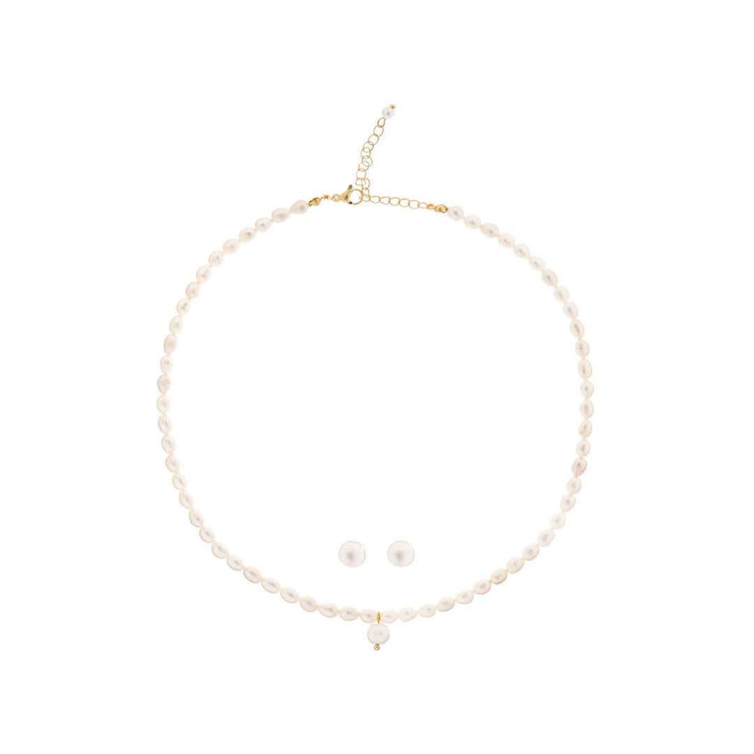 Parure de mariée NS1014 – collier ras-de-cou perles d'eau douce, dorée G.Westerleigh