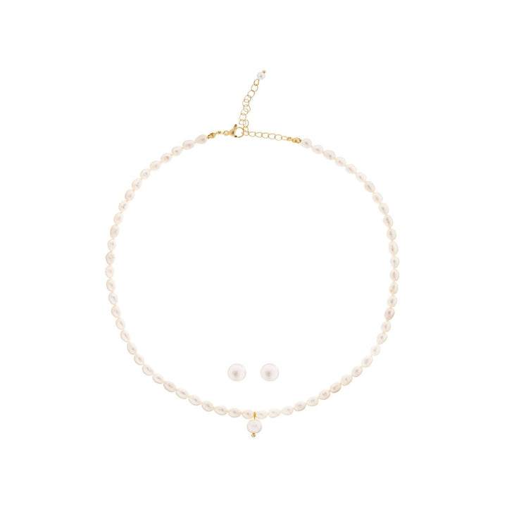 Parure de mariée NS1014 – collier ras-de-cou perles d'eau douce, dorée G.Westerleigh