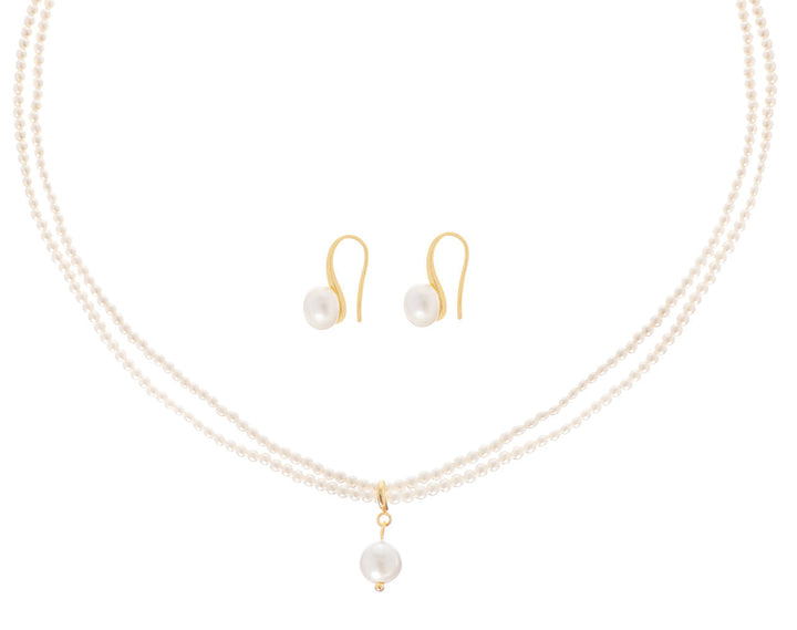 Parure de mariée NS1020 – collier double rang de perles, dorée G.Westerleigh
