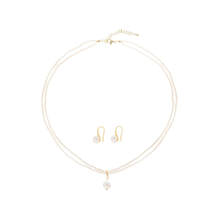 Parure de mariée NS1020 – collier double rang de perles, dorée G.Westerleigh