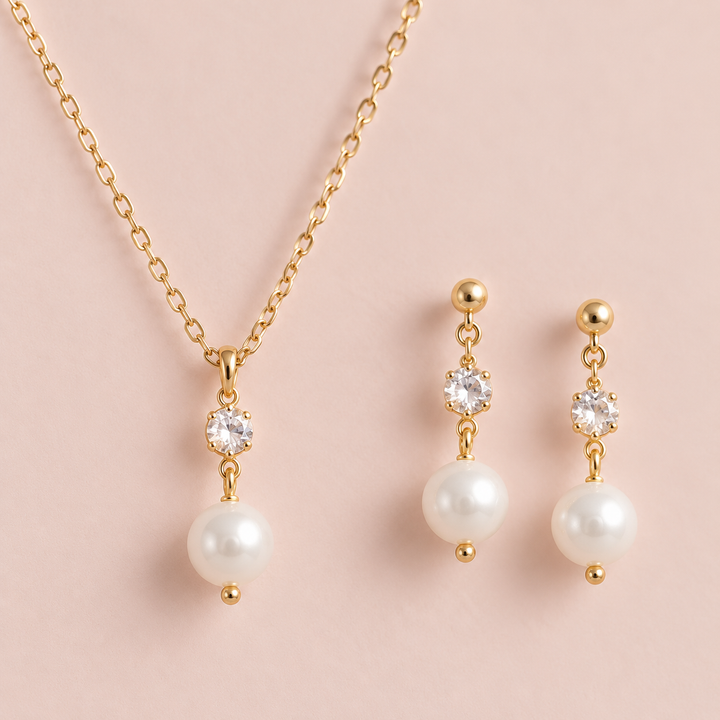 Parure de mariée NS1160 – perle nacrée et cristal Eglantine Créations