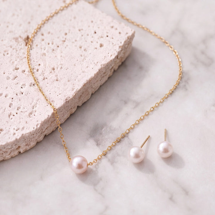 Parure de mariée NS4258 – collier fin à perle unique, dorée G.Westerleigh
