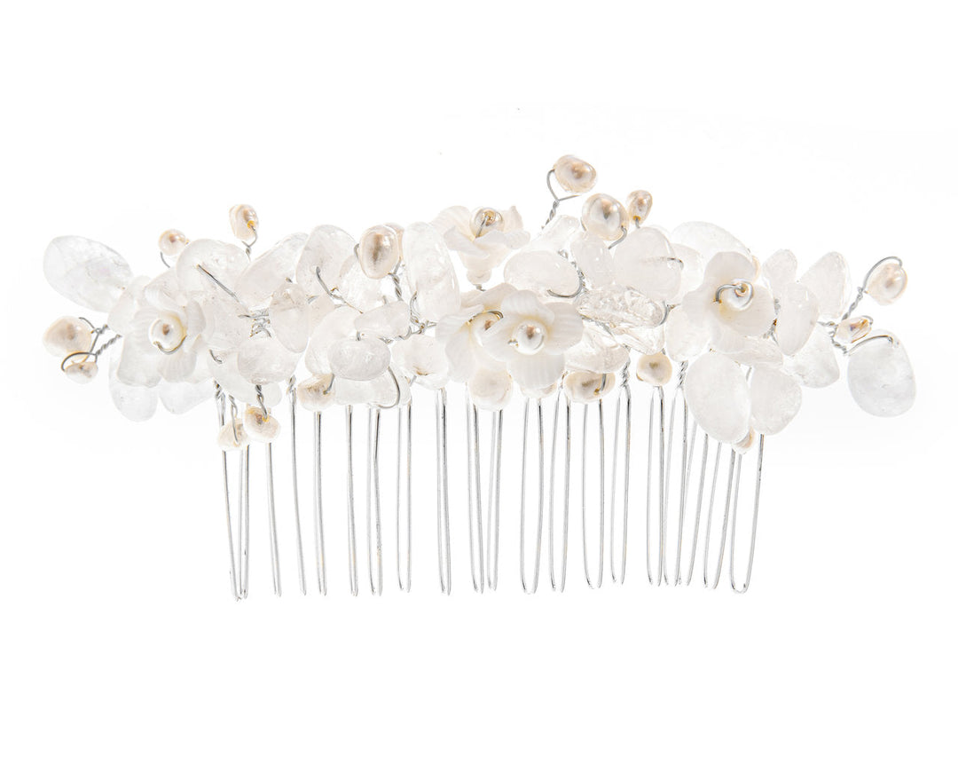 Peigne de mariée HC1014 – pierres naturelles et cristaux, argent G.Westerleigh