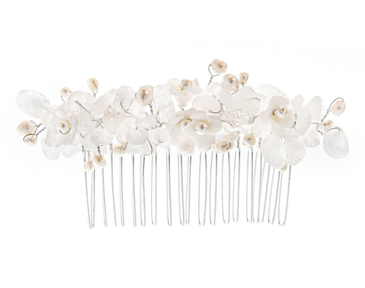 Peigne de mariée HC1014 – pierres naturelles et cristaux, argent G.Westerleigh