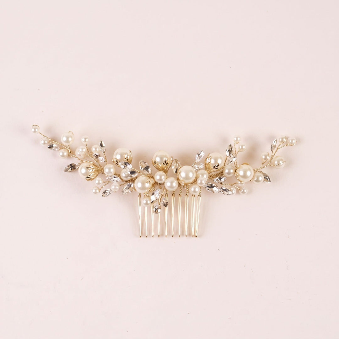 Peigne de mariée HC2707 sur fond rose clair