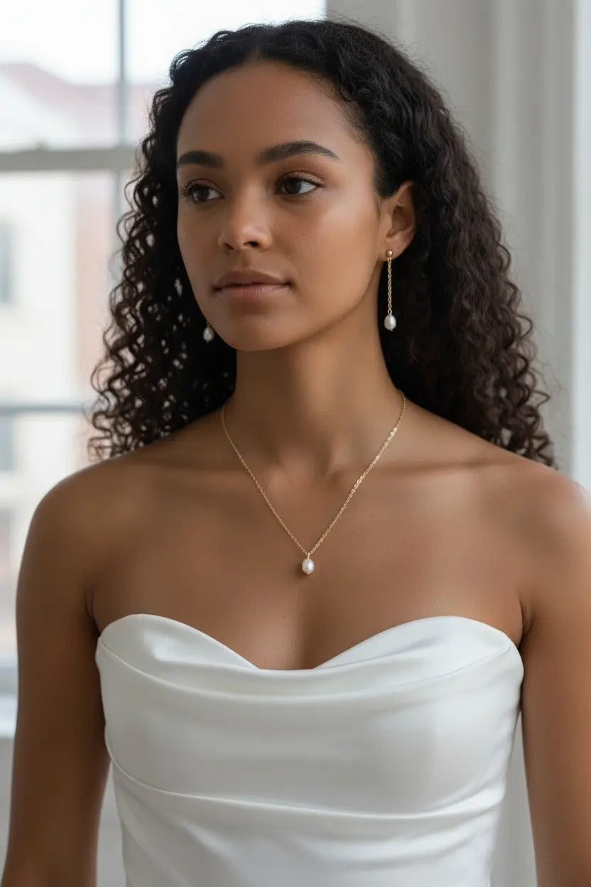 Pendantes perles de culture naturelles- métal argent ou or.L: Doré L'atelier du 6