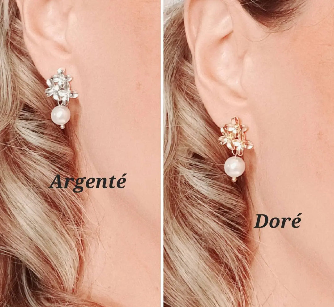 Perles D'Oreilles Nacrées Blanches- Bijou De Mariée Chic: Doré / Nacré Ivoire L'atelier du 6