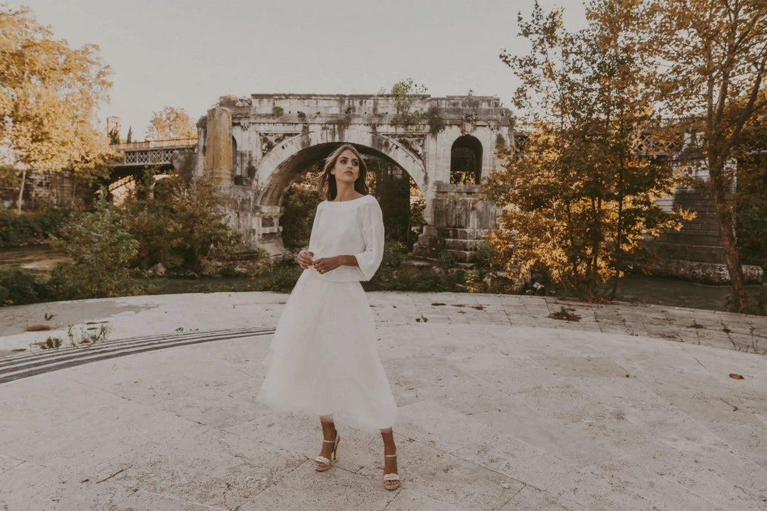 Pull de mariée Remi SW10 maille effet angora manches 3/4 Novias vue 2