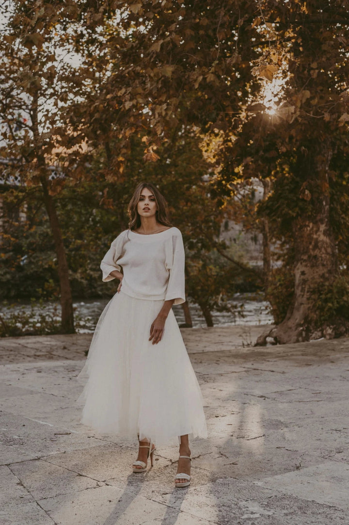 Pull de mariée Remi SW10 maille effet angora manches 3/4 Novias vue 5