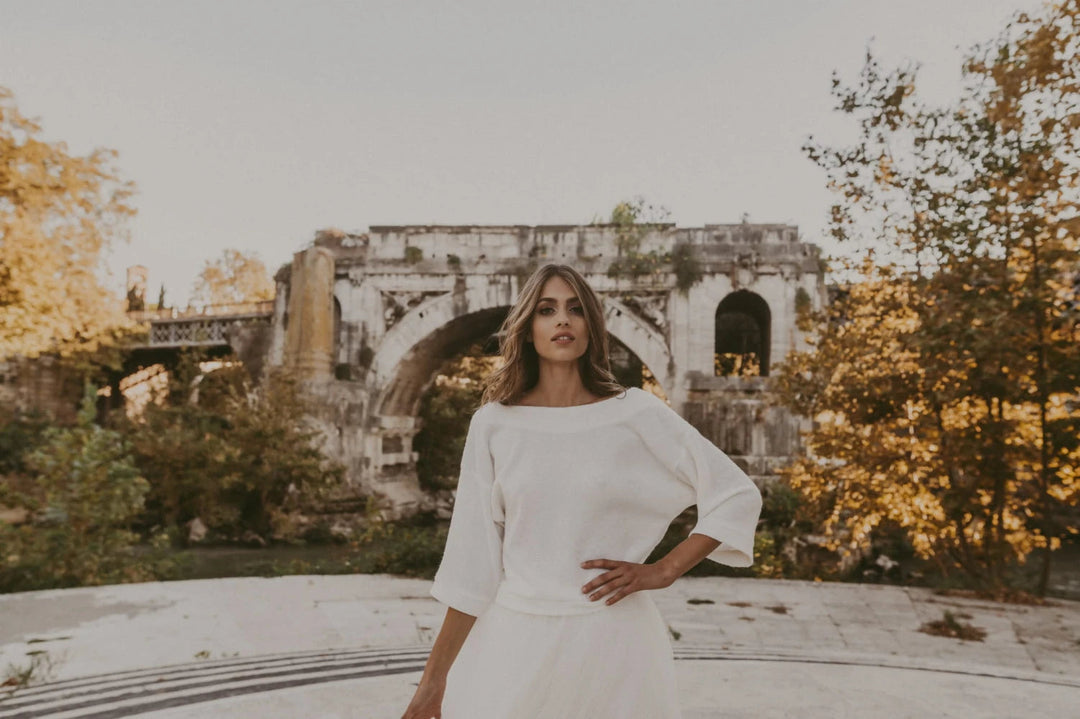 Pull de mariée Remi SW10 maille effet angora manches 3/4 Novias vue 6