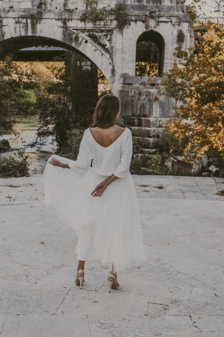 Pull de mariée Remi SW10 maille effet angora manches 3/4 Novias vue 7