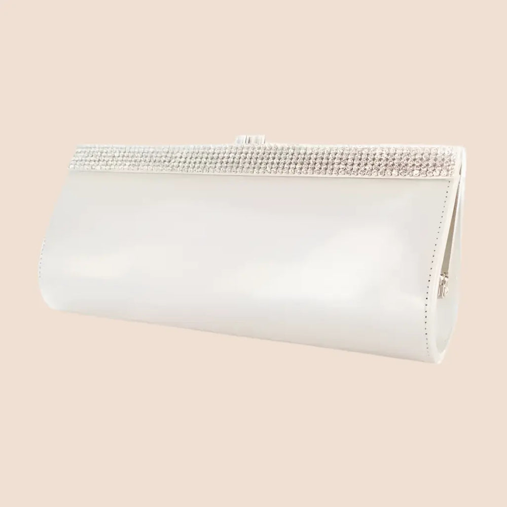 SAC DE MARIAGE iVOIRE EN CUIR ET STRASS LENA White Lady
