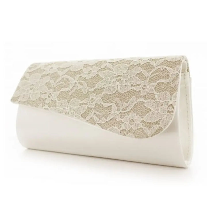 SAC MARIÉE EN SATIN ET DENTELLE IVOIRE ET DORÉ JANA - Mas Accessoires