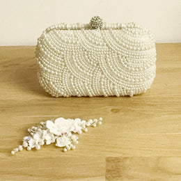 Sac de mariée 9692 – perles ivoire, chaînette