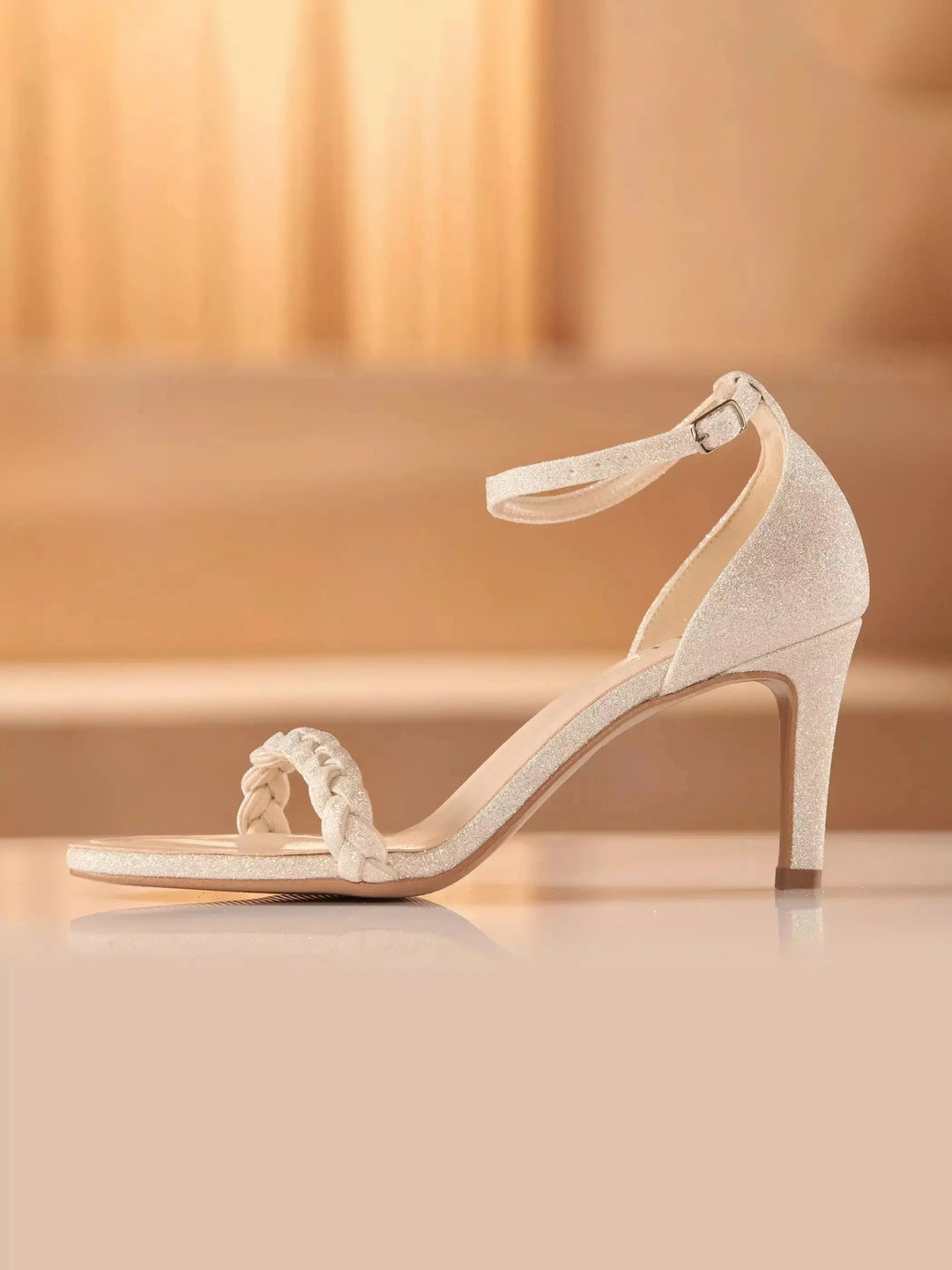 SANDALES DE MARIÉE DORÉES SCINTILLANTES – TALON 6 CM & CONFORT - ATRIX AVALIA