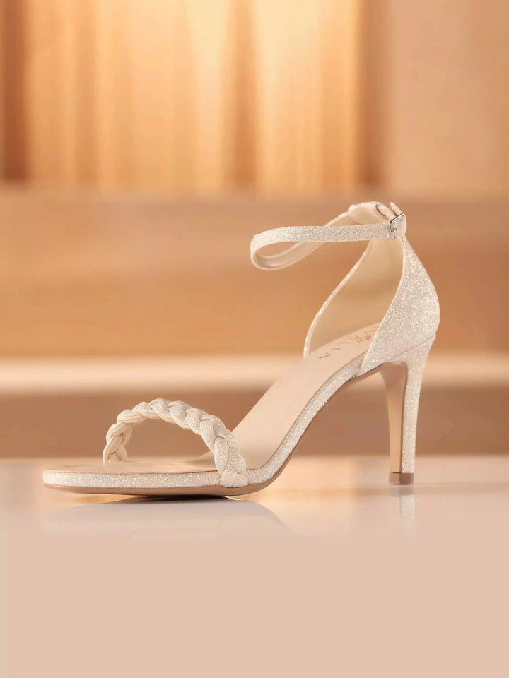 SANDALES DE MARIÉE DORÉES SCINTILLANTES – TALON 6 CM & CONFORT - ATRIX AVALIA