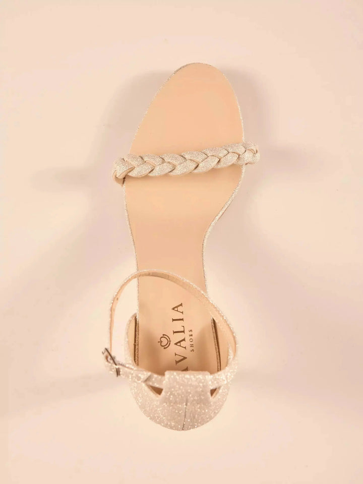 SANDALES DE MARIÉE DORÉES SCINTILLANTES – TALON 6 CM & CONFORT - ATRIX AVALIA