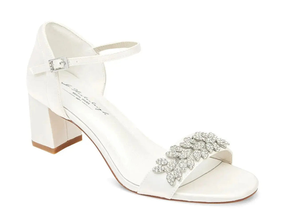 SANDALES DE MARIÉE LILIEN – CRISTAUX SCINTILLANTS ET TALON BLOC CONFORTABLE G.Westerleigh