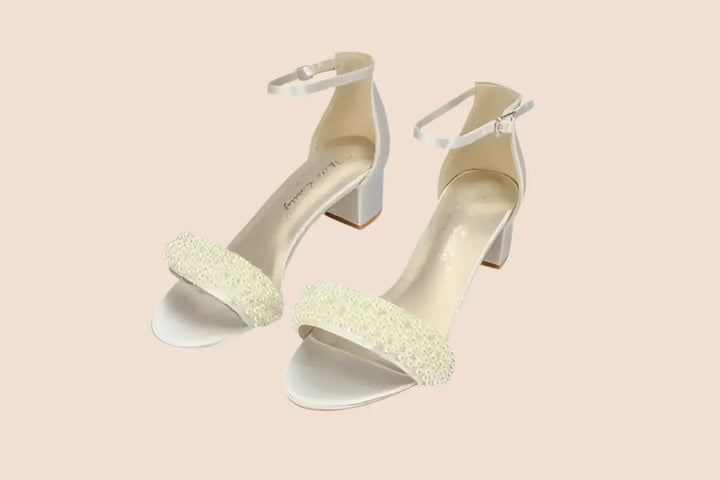 SANDALES MARIAGE PERLÉES CANNES White Lady