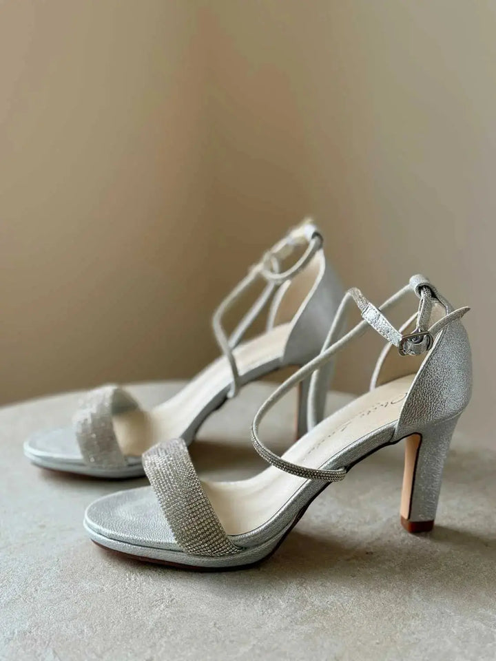 SANDALES MARIÉE ARGENT STRASS TALON CONFORT 740 WHITE LADY