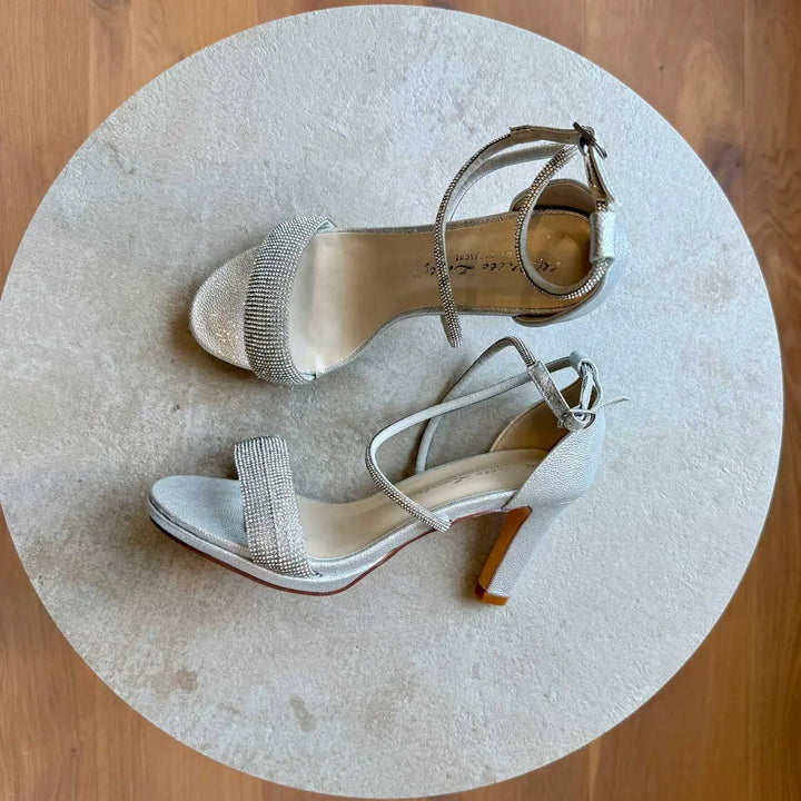 SANDALES MARIÉE ARGENT STRASS TALON CONFORT 740 WHITE LADY