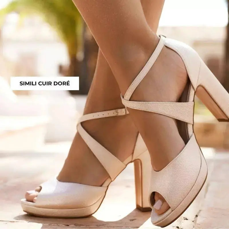 Sandales mariage hautes 10, cm compensées Cindy Mas Accessoires