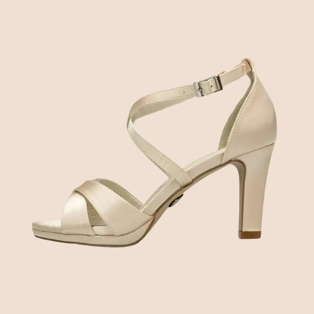 SANDALES SATIN NUDE COMPENSÉES DIEPPE White Lady