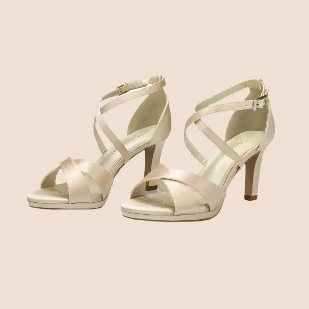 SANDALES SATIN NUDE COMPENSÉES DIEPPE White Lady