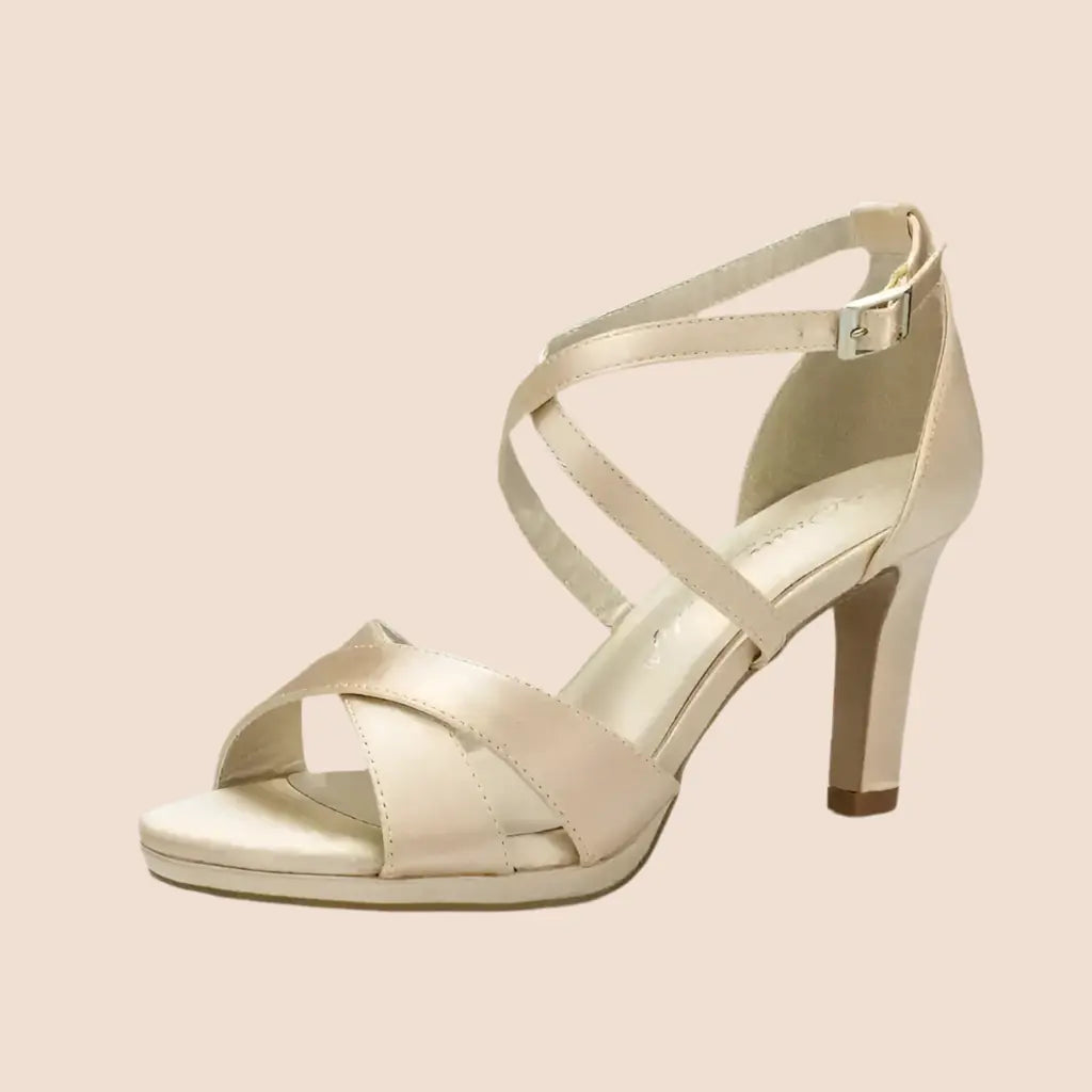 SANDALES SATIN NUDE COMPENSÉES DIEPPE White Lady
