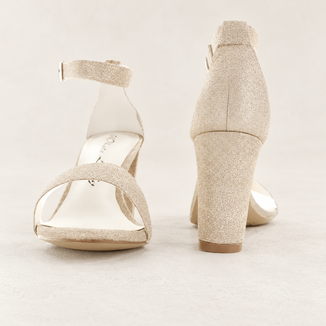 Biarritz 861 champagne — vue avant et arrière, talon 7,5 cm