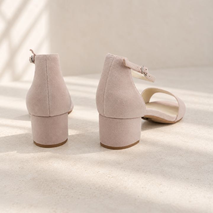 Granville 600 daim rose blush — vue arrière, couture et talons 4 cm