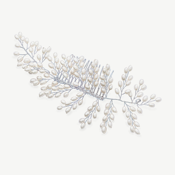 PEIGNE DE MARIÉE SEASPRAY – FEUILLES & PERLES NACRÉES, OR / OR ROSE / ARGENT