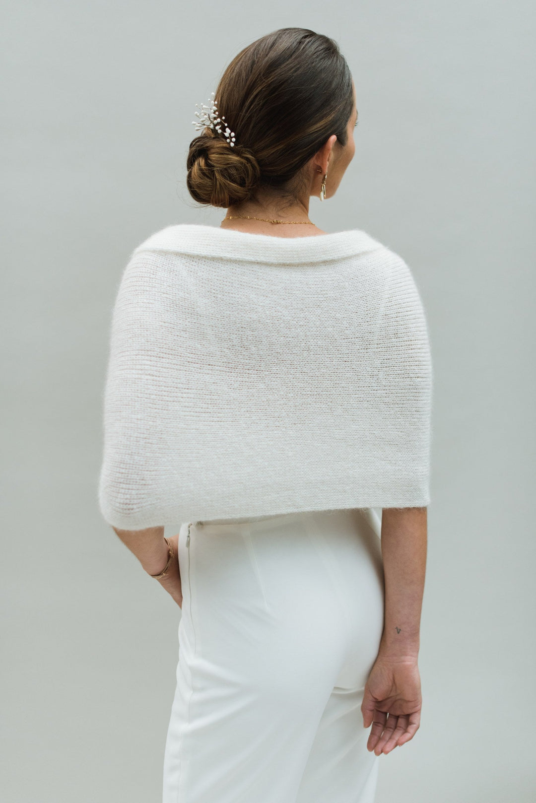 Détail de la maille du snood de mariée Chaud Nodi Atelier