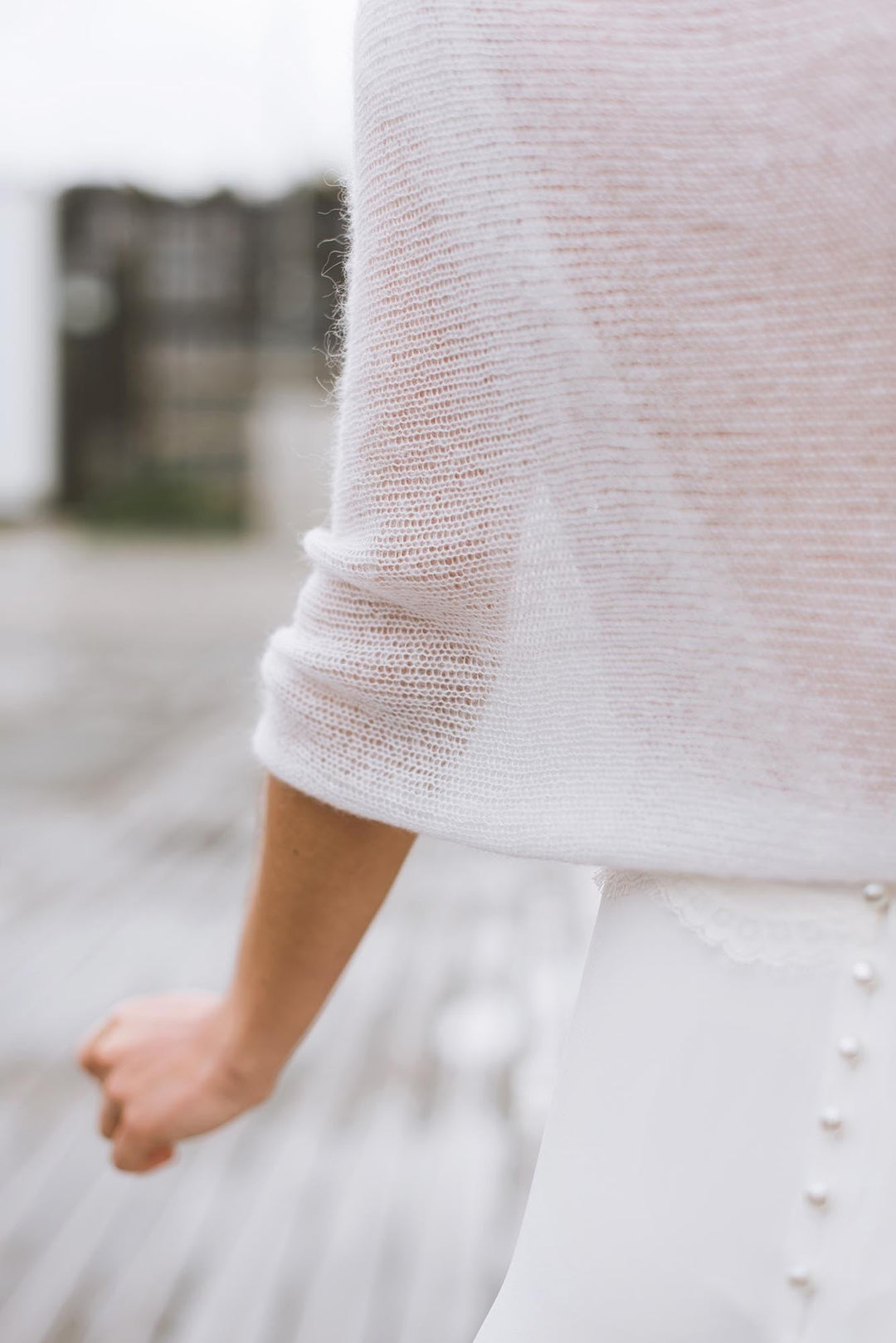 Snood de mariée Classique retourné pour dégager le dos