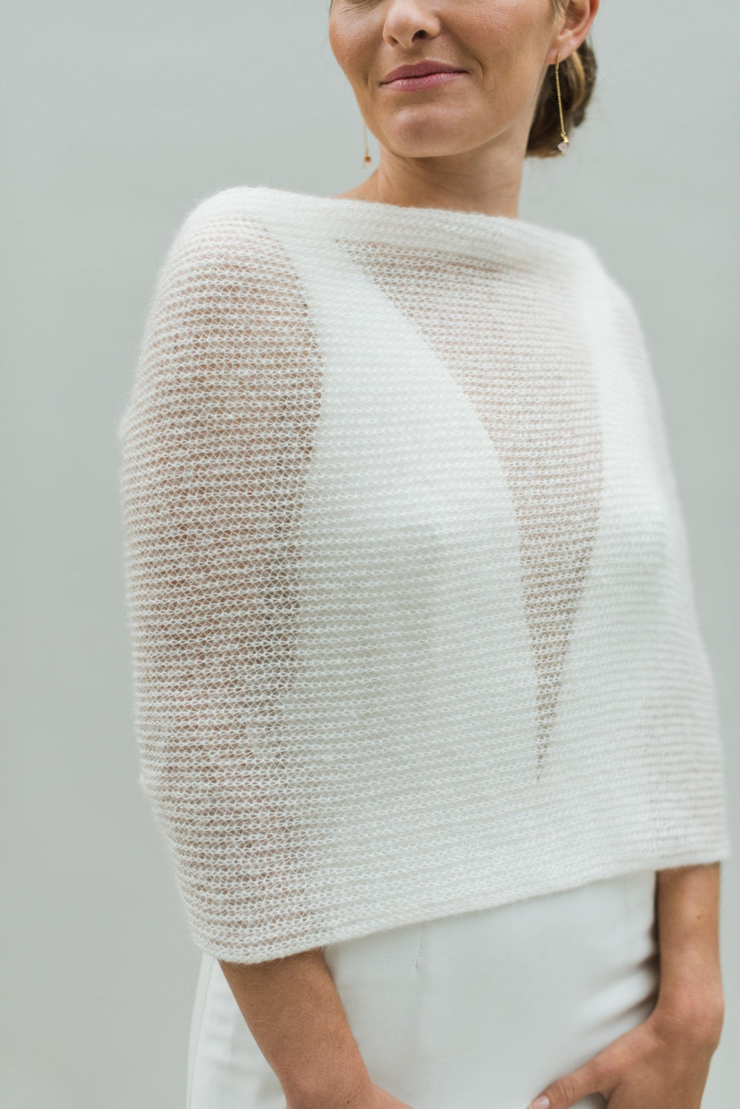 Détail du point ajouré du snood de mariée Flocon Nodi Atelier