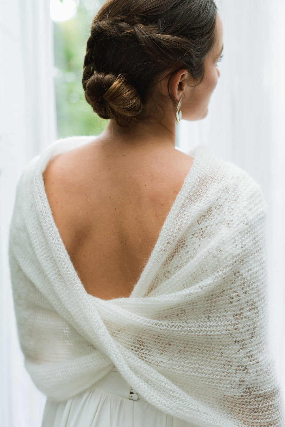 Snood mariage Flocon Nodi Atelier en maille légère pour cérémonie d'hiver