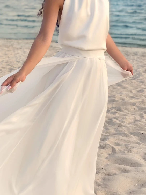 Sur-jupe de mariée Onija SD68, soie fluide portée sur une jupe