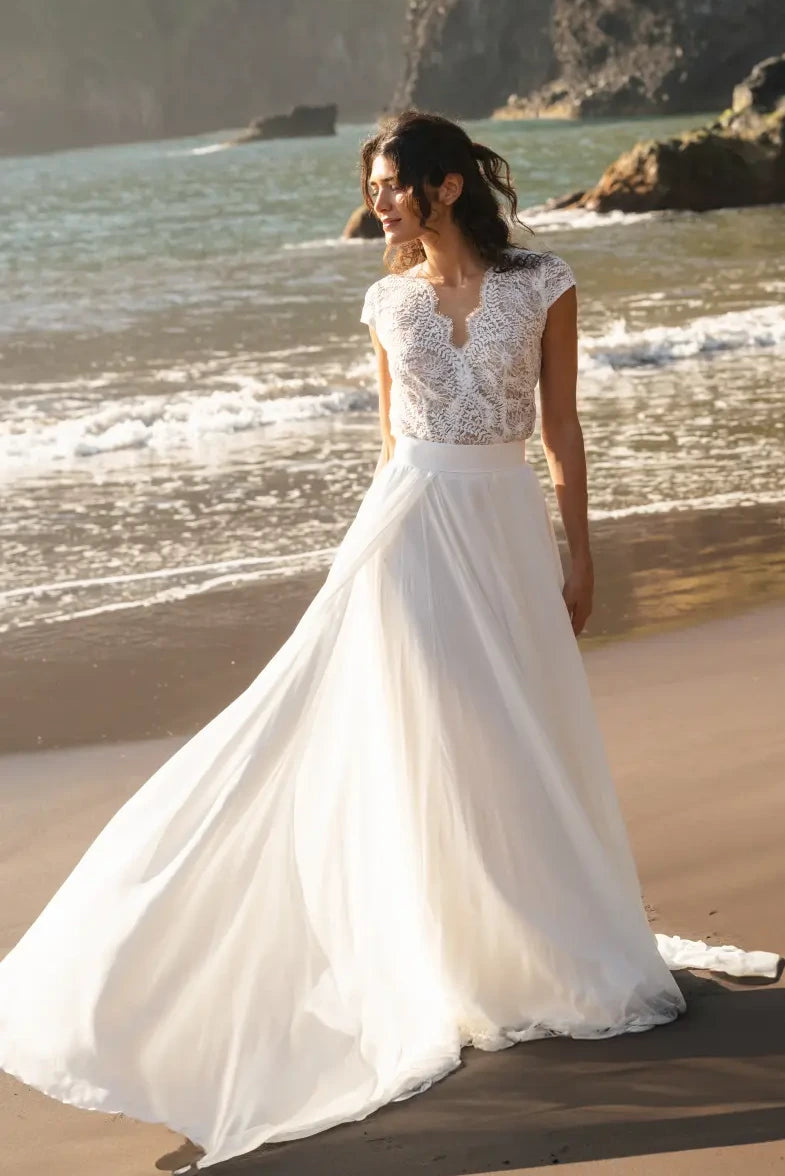 Surjupe de mariée Mariel SD65 mousseline amovible à traîne Novias