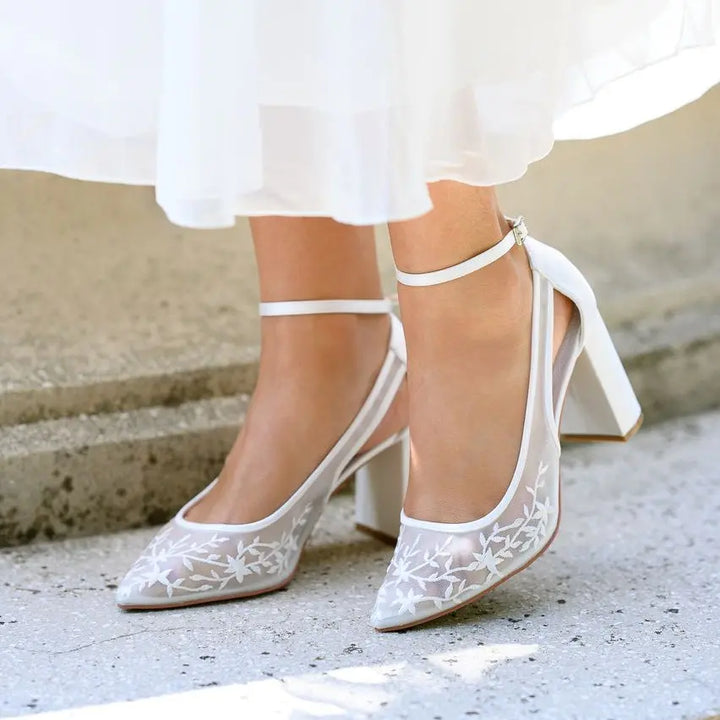 TAMARA – ESCARPINS MARIÉE DENTELLE TALON BLOC G.Westerleigh