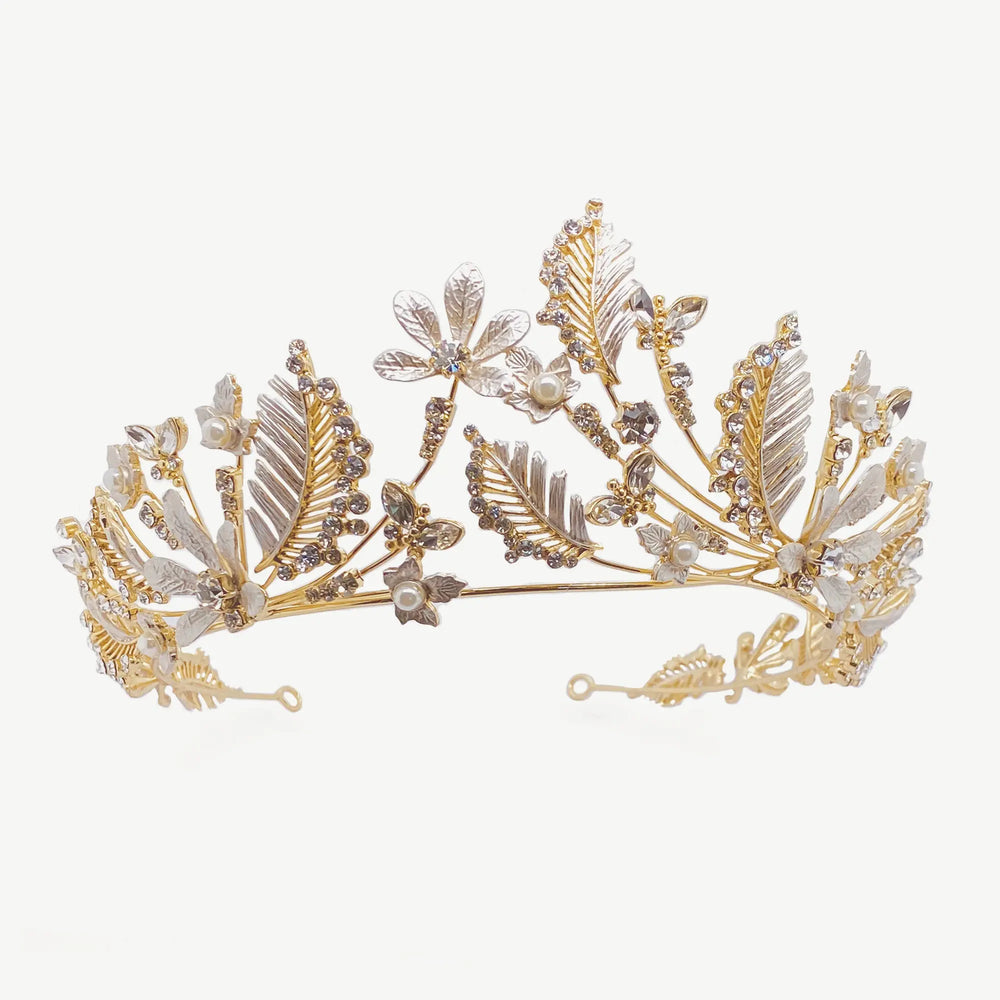 TIARE MARIAGE DARCIE – FLEURS ÉMAILLÉES & CRISTAUX Ivory and co