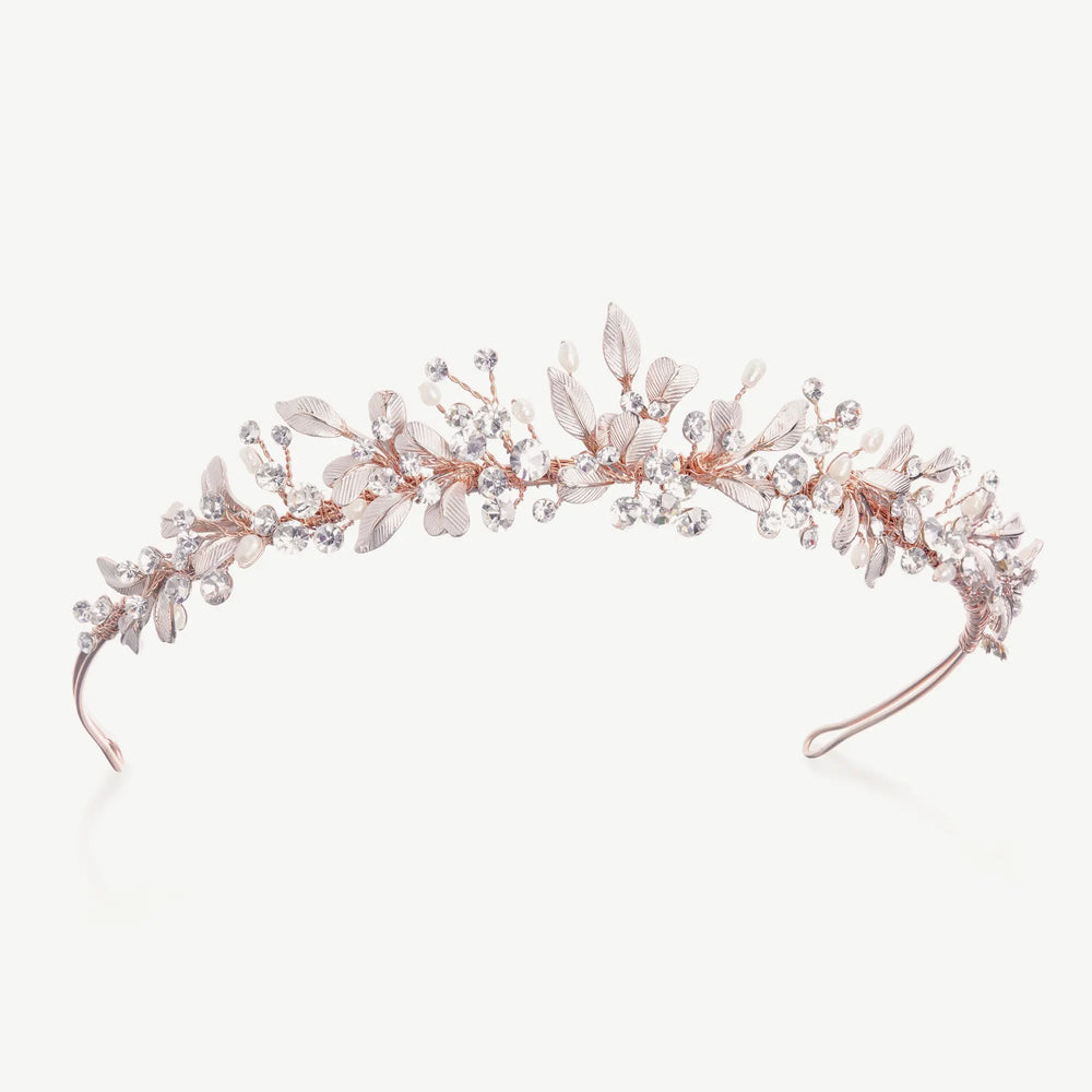 TIARE MARIAGE ELFIN – FLEURS ÉMAILLÉES, CRISTAUX & PERLES Ivory and co