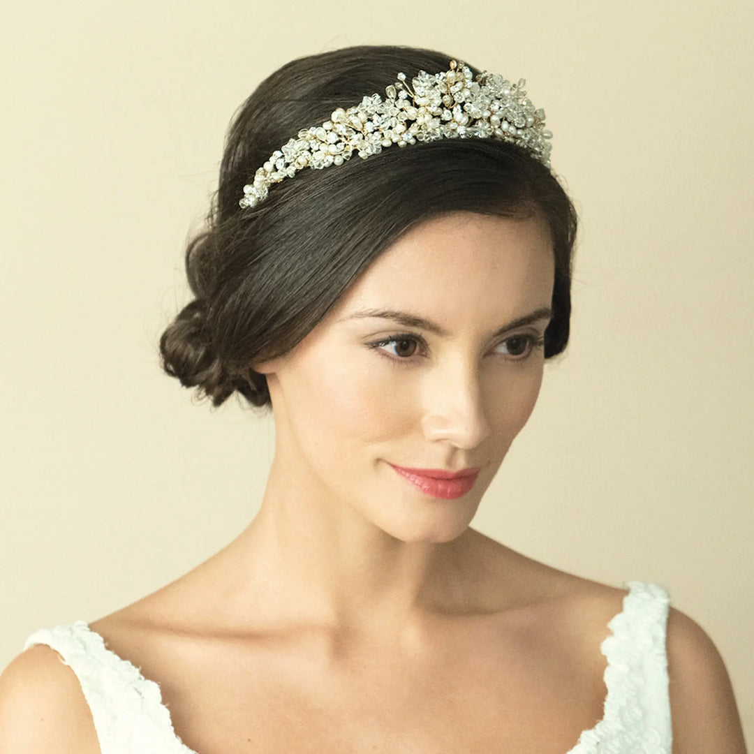 TIARE MARIAGE ESMERELDA – CRISTAUX & PERLES D’EAU DOUCE Ivory and co