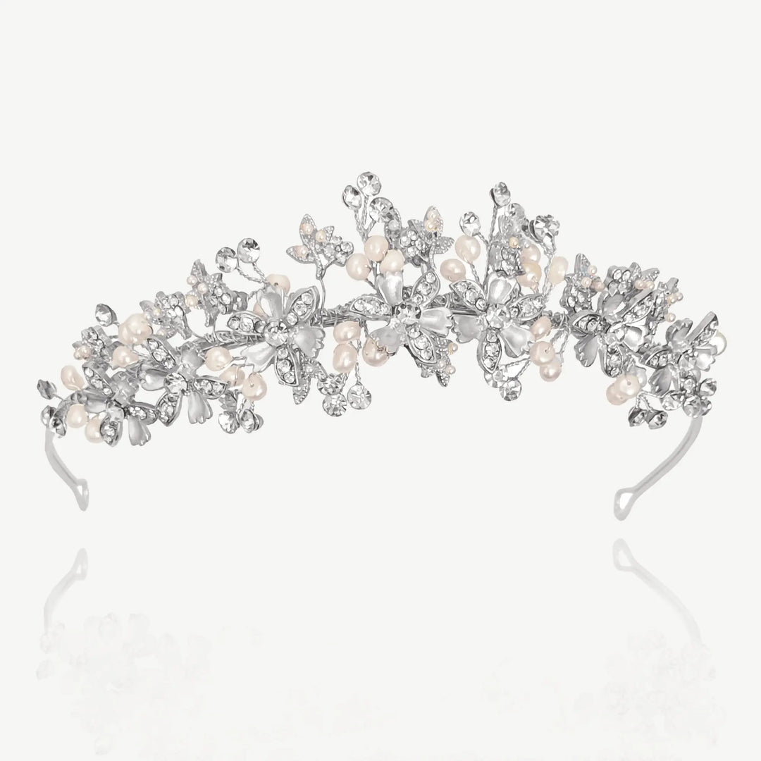 TIARE MARIAGE FIORELLA – FLEURS ÉMAILLÉES, CRISTAUX & PERLES Ivory and co