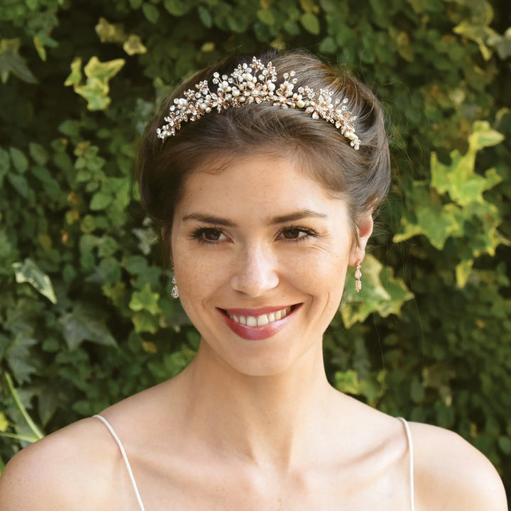 TIARE MARIAGE ROSALYND – FLEURS CRISTAUX & PERLES Ivory and co