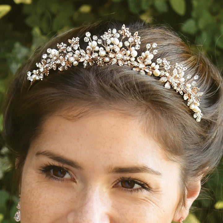 TIARE MARIAGE ROSALYND – FLEURS CRISTAUX & PERLES Ivory and co