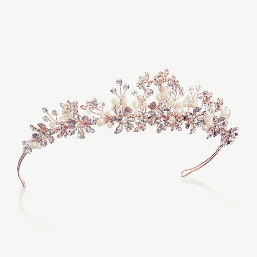TIARE MARIAGE ROSALYND – FLEURS CRISTAUX & PERLES Ivory and co